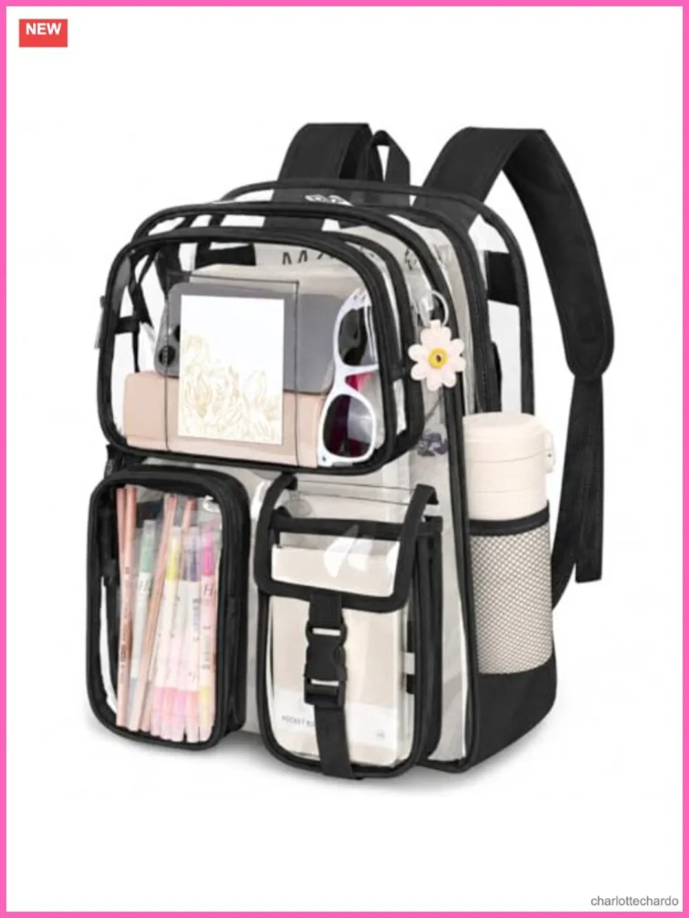 Large Capacity Clear PVC Backpack for School, Stadium, Security Events